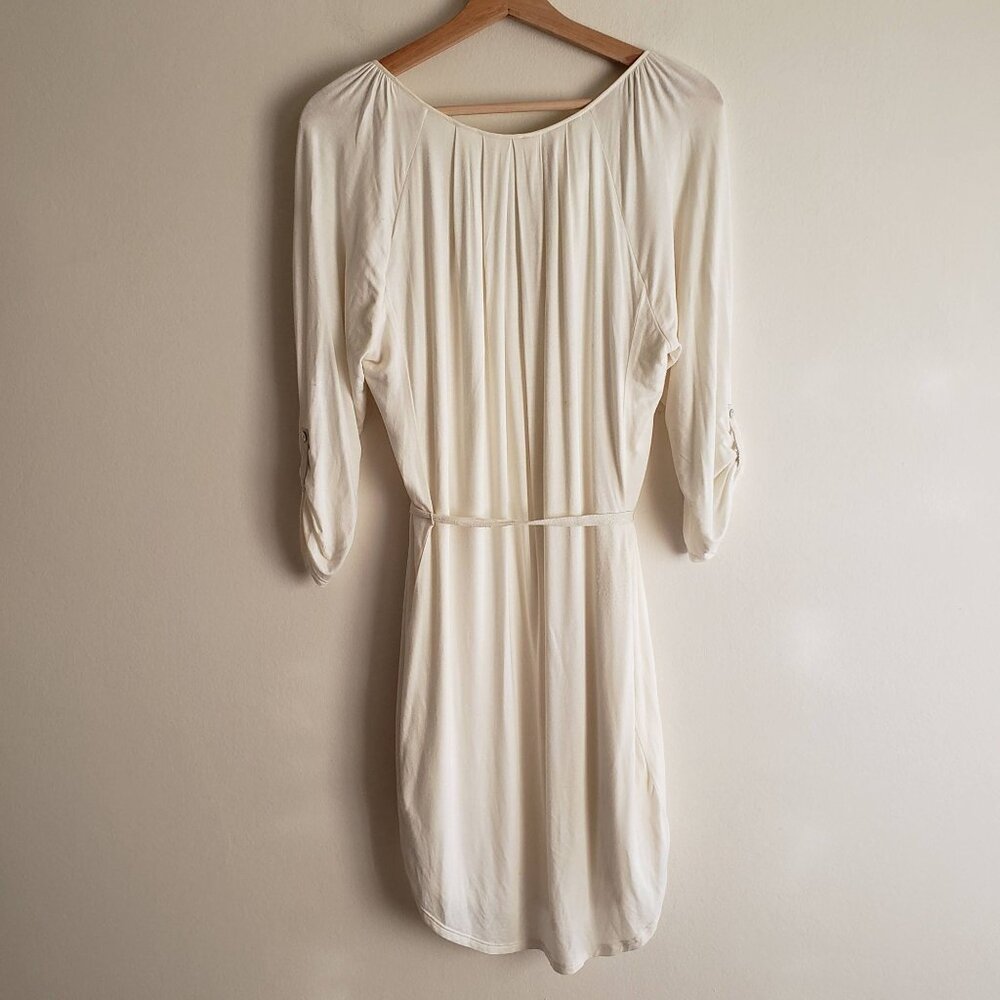 Anthropologie Tiny Embroidered Dress L Ivory Knit Belted Tunic - Picture 8 of 12